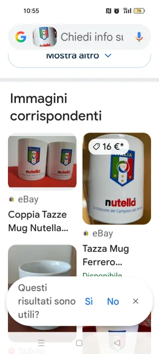 Tazza Nutella Italia FIGC Vintage Cer 10 euro una
