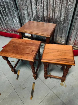 Set di 3 panche in legno massello