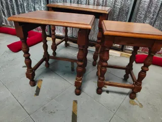 Set di 3 panche in legno massello