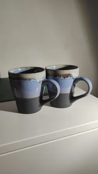 Coppia mug ceramica grigio azzurro