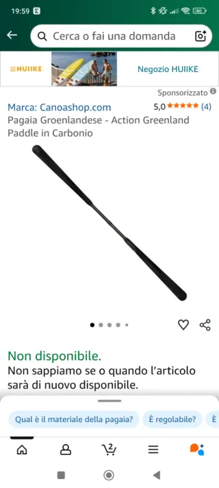 Pagaia Groenlandese Carbonio