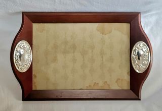 Bandeja Vintage Madera Noble, Plata y Cristal