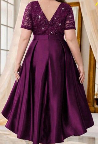 Vestido color vino lentejuelas y satén