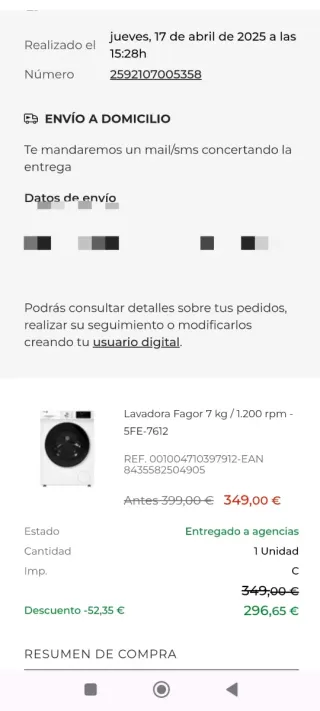 Lavadora Fagor Blanca