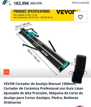 Cortador Azulejo Manual VEVOR 1200mm Láser