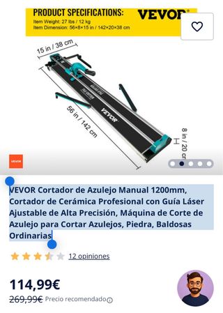 Cortador Azulejo Manual VEVOR 1200mm Láser