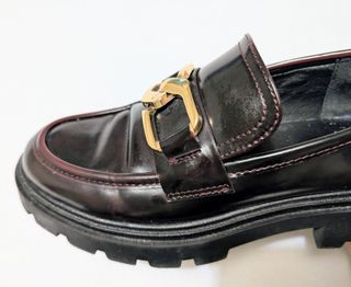 Mocasines granates suela gruesa herraje dorado 38