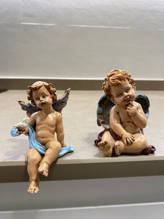 2 Angelitos de cerámica decorativos