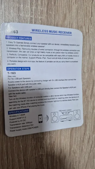 Receptor Bluetooth Negro