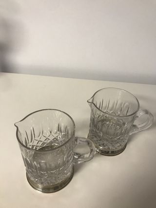 Juego de 2 jarras de cristal y plata de ley