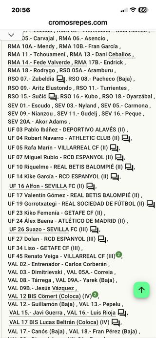 Lote cromos Liga Este 2025-26