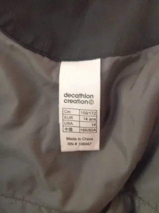 Parka Quechua Negra y Gris Talla 14