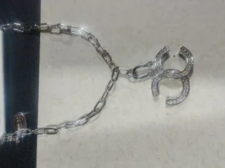 Pulsera eslabones con doble C y circonitas