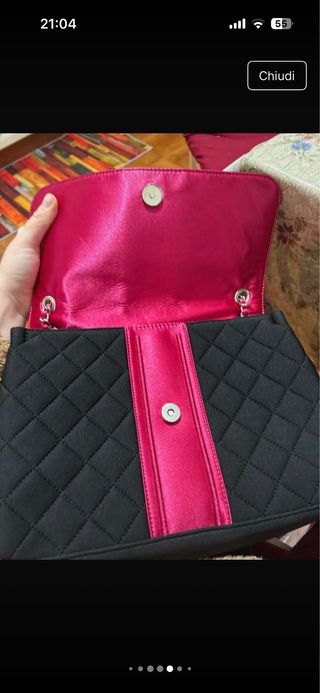 Borsa Gaëlle nera con dettagli fucsia