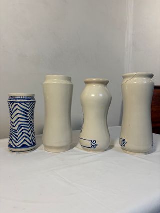 4 Botes Farmacia Albarelos Cerámica Azul