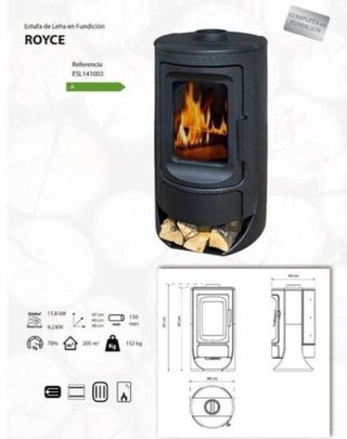 Estufa de Leña Royce Fundicion 9kW VIC1008