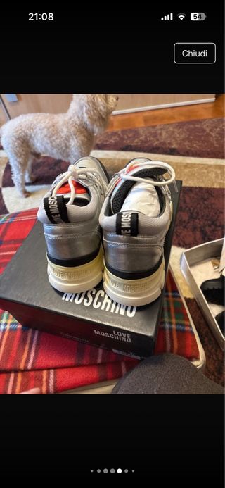 Scarpe Moschino Uomo Nero Argento