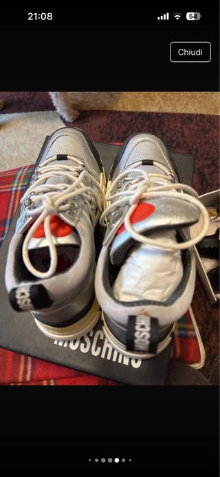 Scarpe Moschino Uomo Nero Argento