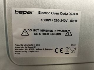 Horno Eléctrico Beper 20 L 1300 W