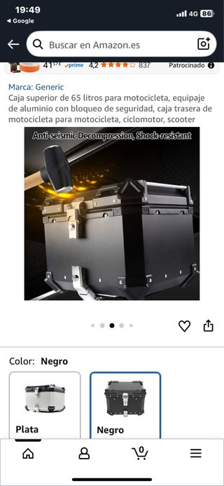 Baúl de moto universal negro