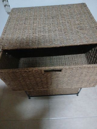 Cajonera mimbre y metal 3 cajones