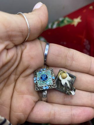 Pendientes Cuadrados Azules y Plateados