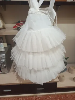 Cancán Fallera La Llar del Fil Blanco, largo 63 cm