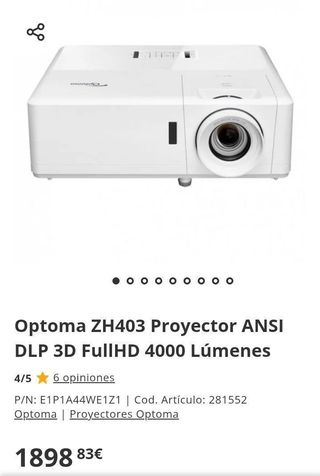 Proyector láser Full HD Optoma ZH406