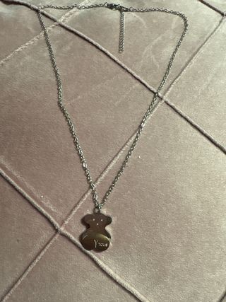 Collar oso plateado acero inoxidable