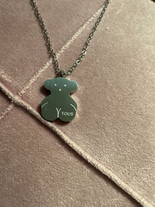 Collar oso plateado acero inoxidable