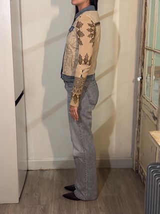 Cazadora tejana beige y azul