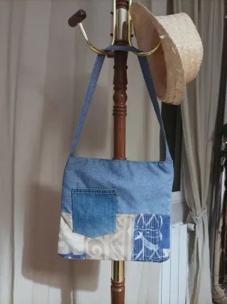 Bolso vaquero de hombro con rayas