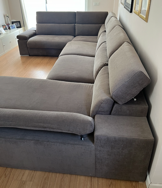 Sofá rinconera XL chaise longue marrón