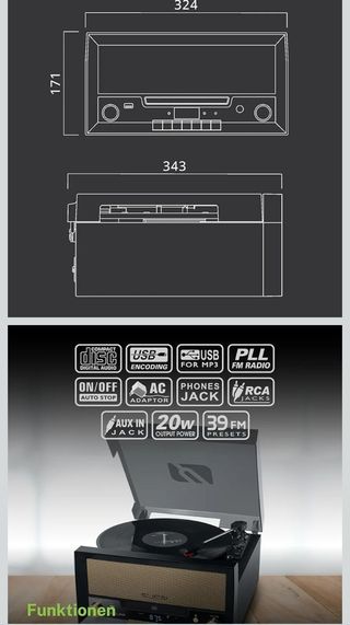 Muse MT-110 B - Micro Sistema CD y radio con Giradiscos