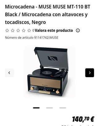 Muse MT-110 B - Micro Sistema CD y radio con Giradiscos