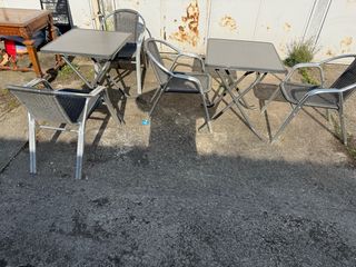 Conjunto mesas y sillas exterior gris