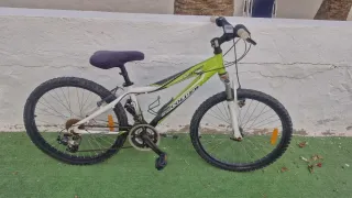 Bicicleta infantil verde y blanca