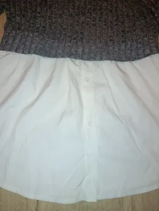 Top Shein gris con blusa blanca Talla L