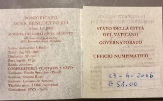 5 Euro Argento Vaticano 2005 WWII