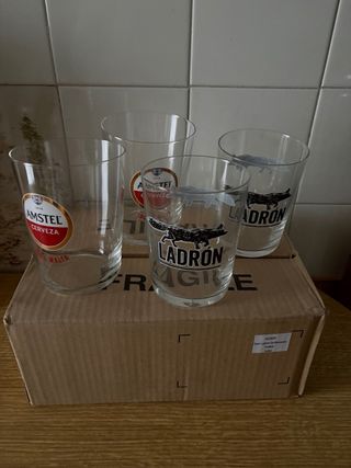 Set 4 Vasos Amstel Cerveza Cristal, tamaño grande