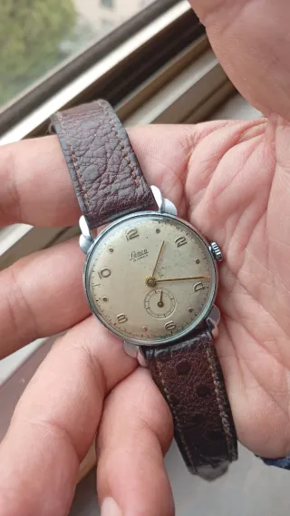 Orologio Lanco Uomo Vintage Argento Marrone