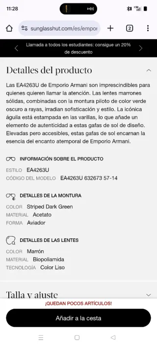 Gafas de Sol Emporio Armani Marrones