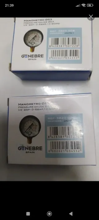 Manómetro Genebre 053 0-6 BAR