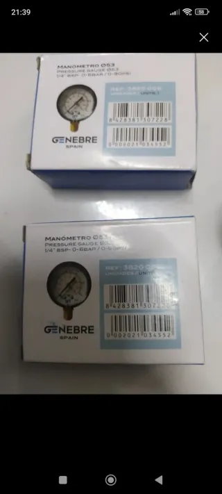 Manómetro Genebre 053 0-6 BAR