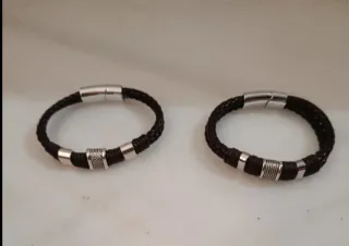 Pack 2 Pulseras Hombre Cuero.