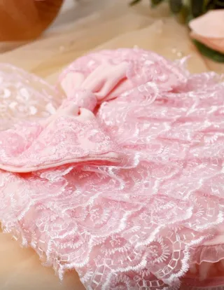 Conjunto muñeco reborn o recién nacido rosa encaje