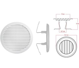10 Rejillas de ventilación redonda blanca