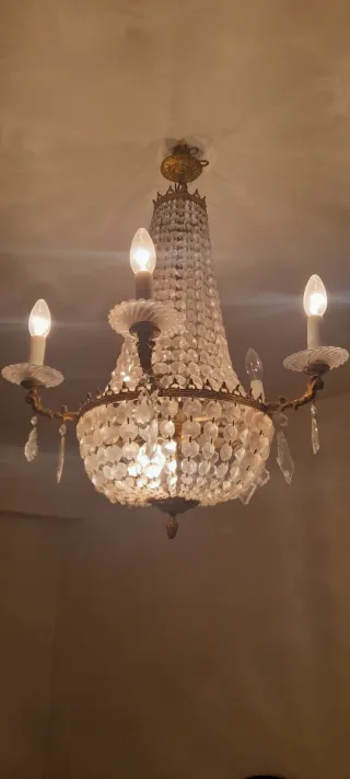 Lámpara de techo vintage cristal años 60