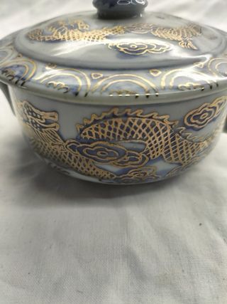 Taça Consomé Porcelana Oriental Dragão Dourado