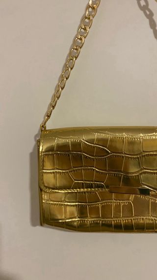 Bolso de fiesta dorado efecto piel sintética